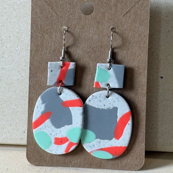 Healing Heart Co. Retro color pop handmade polymer clay earrings - Picture 2 of 2